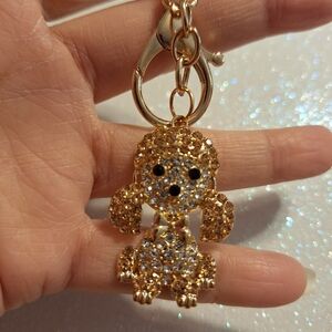Poodle Gold and Silver Dog Keychain